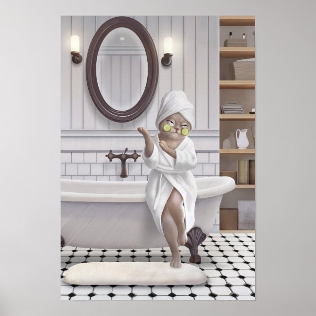 Recharge Mode – Miss Meow in Bathrobe Poster (Front)