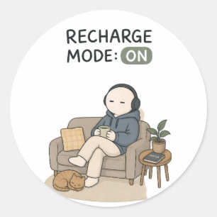 Recharge Mode On Funny Introvert Meme Classic Round Sticker