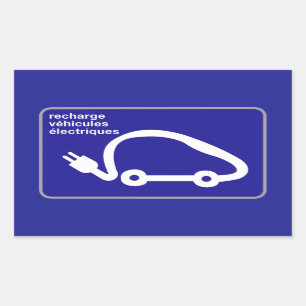 Recharge Stn Electric Cars, Traffic Sign, France Rectangular Sticker