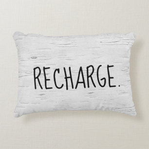 RECHARGE Text On Birch Tree Accent Pillow