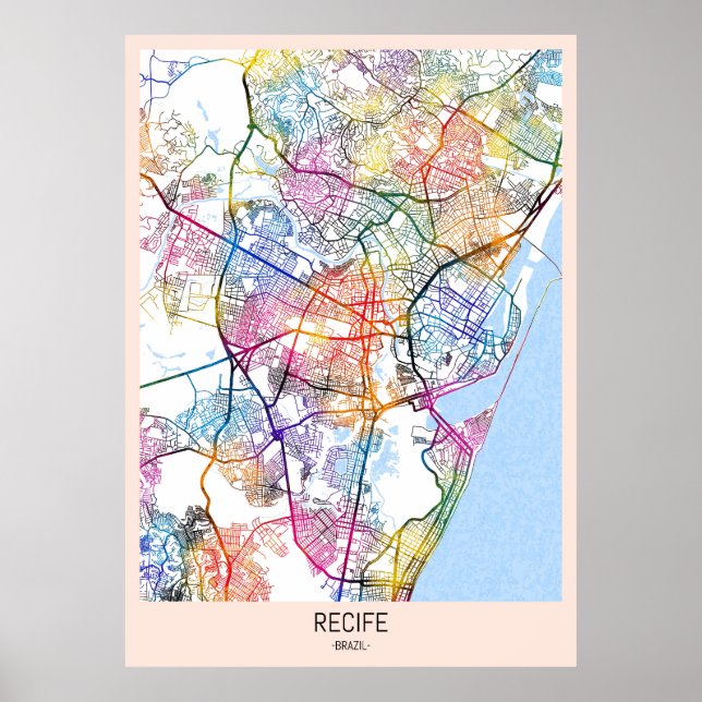 Recife Brazil City Map Poster (Front)