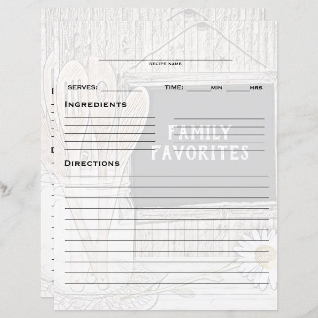 Recipe Binder Insert (Front/Back)