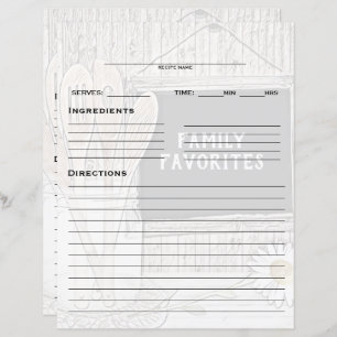 Recipe Binder Insert