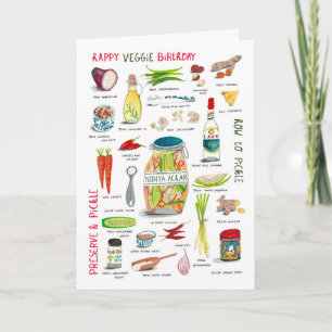 Recipe blue and green birthday vegetables card