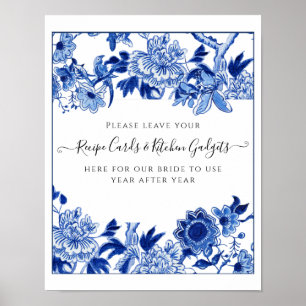Recipe Blue White Bridal Shower 10x12 Table Poster