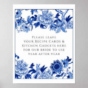 Recipe Blue White Bridal Shower 10x12 Table Poster