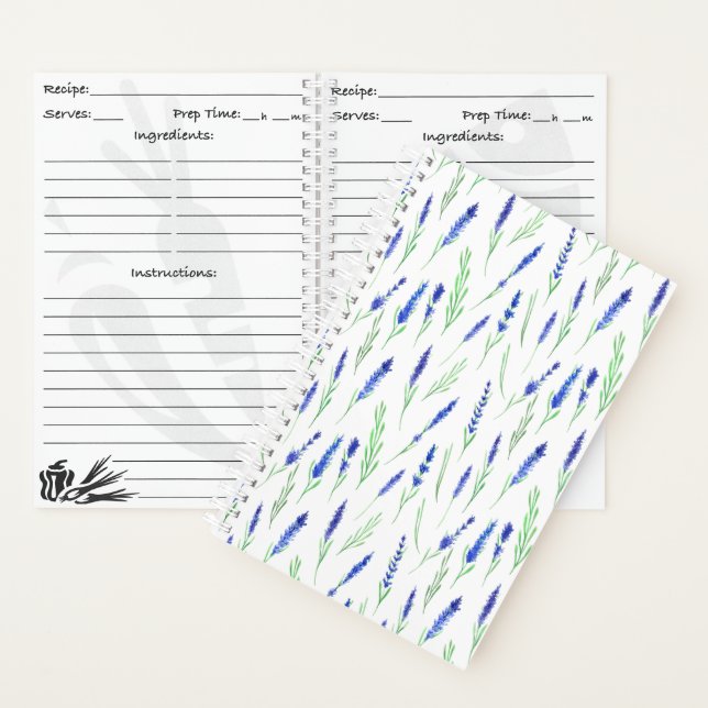 Recipe Book (14 x 21.6cm) - Lavender Pattern (Inside)