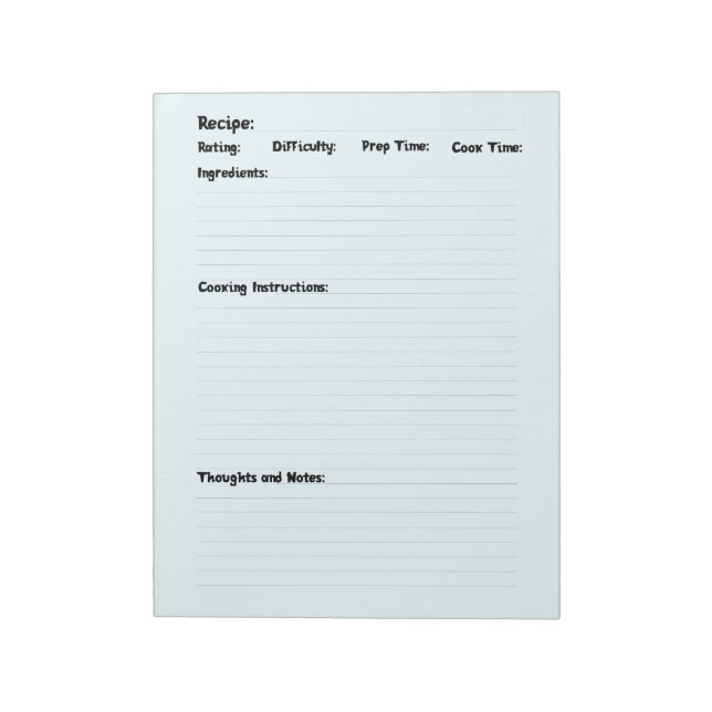 Recipe Book for Your Family made by You Notepad (Rotated)