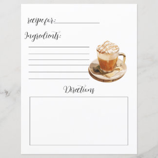 Recipe Book Page for Hot Coffee Recipes