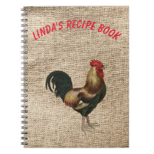 Recipe Book with Rooster and Personalised
