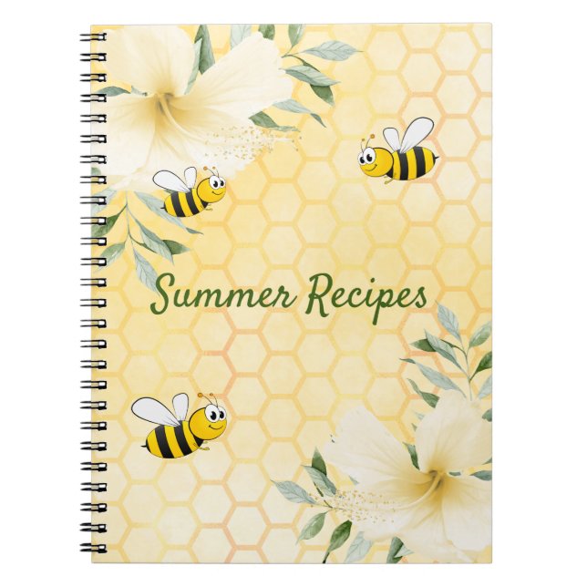 Recipe bumble bees yellow honeycomb summer notebook (Front)