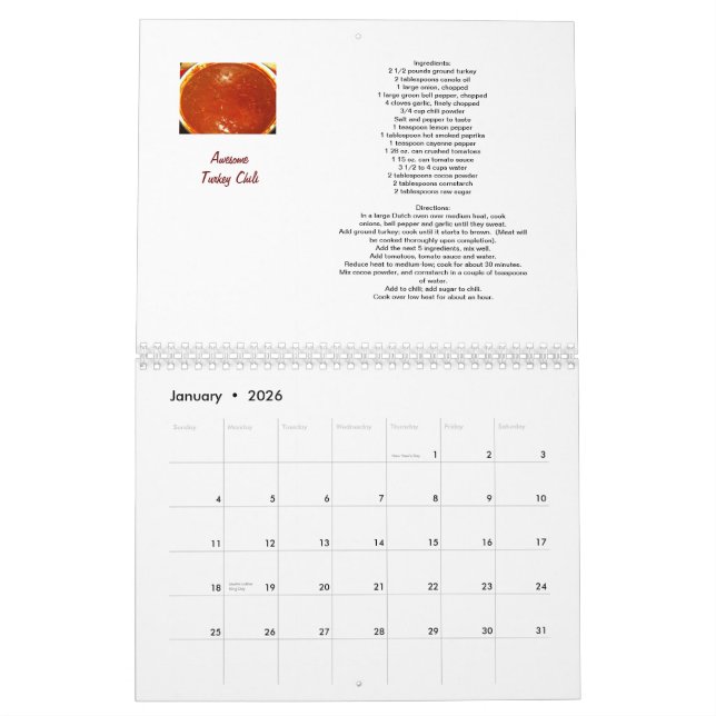 Recipe calendar (Jan 2026)