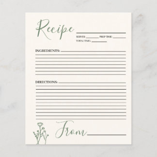 Recipe Card Boho Floral Budget