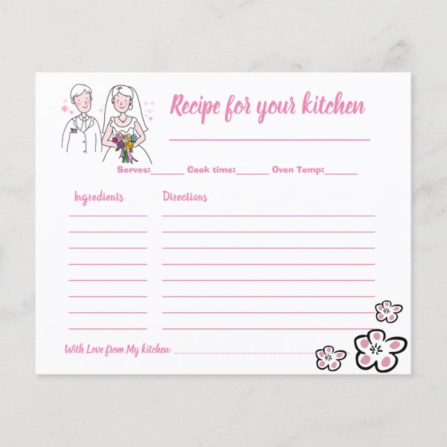 Recipe Card Bridal Shower Pink Love Flyer (Front)