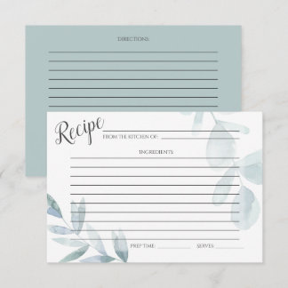 RECIPE CARD | Dusty Blue Watercolor Eucalyptus