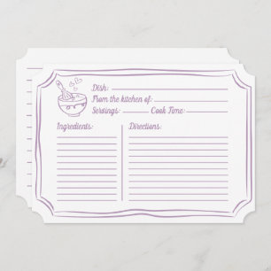 Recipe Card for Bridal Shower Elegant Lavender