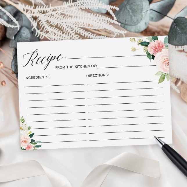 Recipe Card for the Bride Blush Pink Floral (Creator Uploaded)