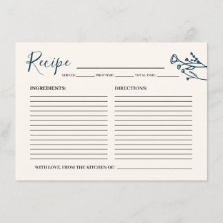 Recipe Card for the Bride Rustic Wildflower