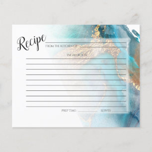 RECIPE CARD   Gold and Teal Marbled Ink