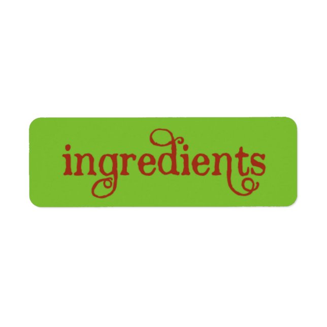 Recipe Card Ingredients LABELS (Front)