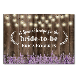 Recipe Card Lavender Floral Rustic Wood