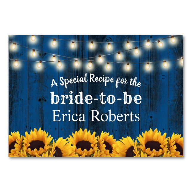 Recipe Card | Navy Blue Sunflowers Bridal Shower (Front)