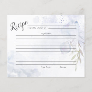 RECIPE CARD   Pastel Dusty Blue  Roses