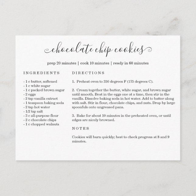 Recipe Card Postcard (Front)