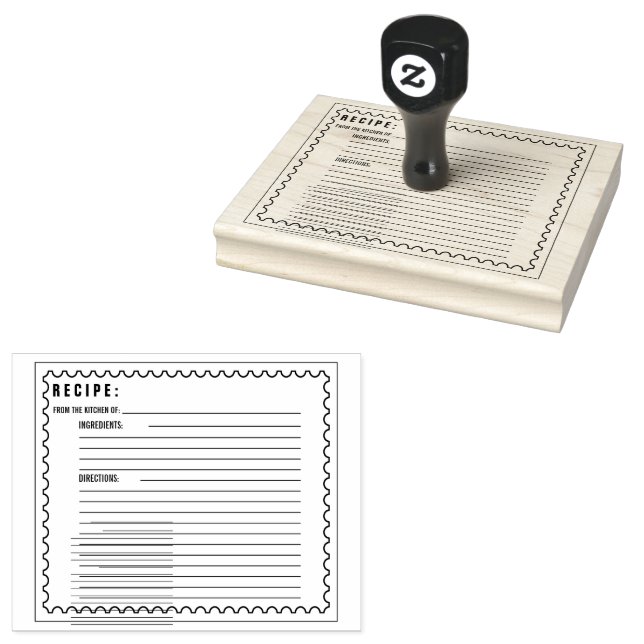Recipe Card Rubber Stamp (Stamped)