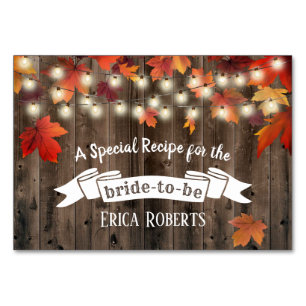 Recipe Card Rustic Autumn Leaves Bridal Shower