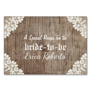 Recipe Card   Rustic Laced Wood Bridal Shower