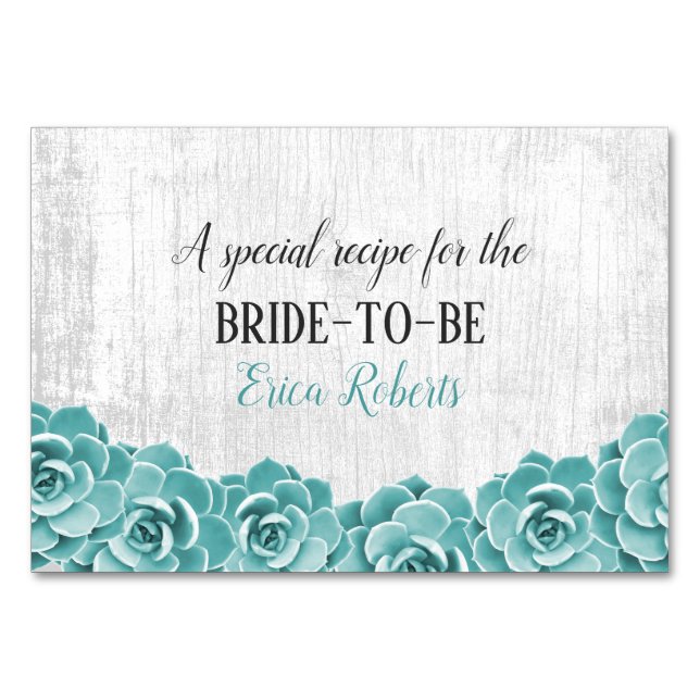 Recipe Card | Rustic Succulent Floral Elegant (Front)