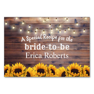 Recipe Card   Rustic Sunflowers Bridal Shower