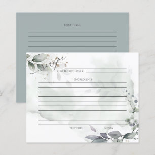 RECIPE CARD Rustic Watercolor Sage Greenery