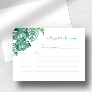 Recipe Card Watercolor Tropica Monstera Palm Leaf