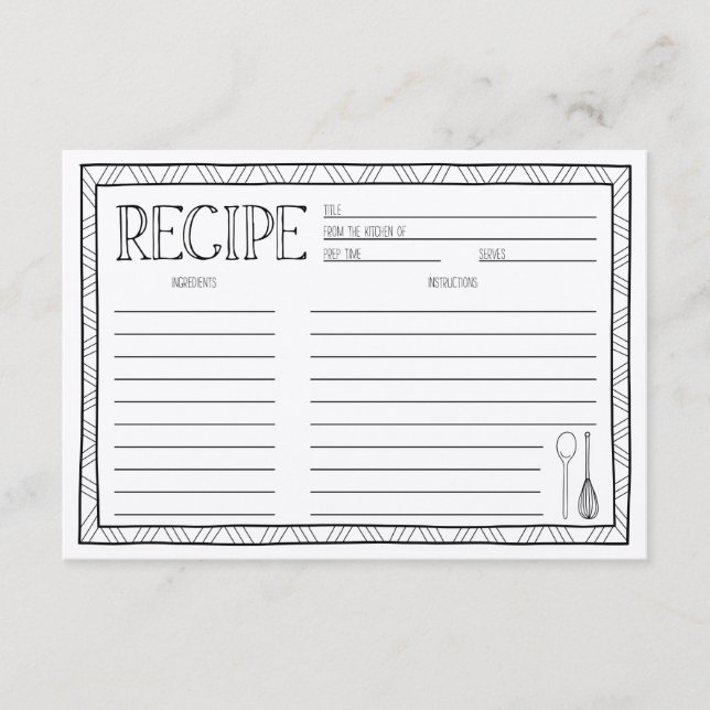 Recipe Card Wedding Insert Enclosure Card (Front)