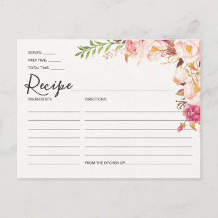 Recipe Cards - Antique Rose Bridal Shower Recipe