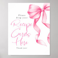 Recipe Cards Blush Pink Bow Bridal Shower Sign