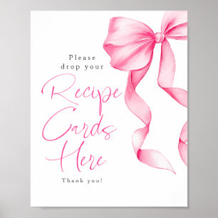 Recipe Cards Blush Pink Bow Bridal Shower Sign
