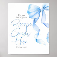 Recipe Cards Dusty Blue Bow Bridal Shower Sign