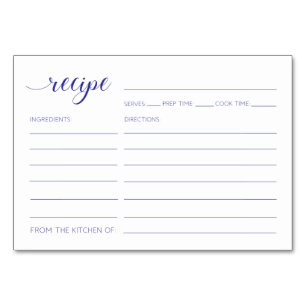 Recipe Cards Navy Blue Bridal Shower