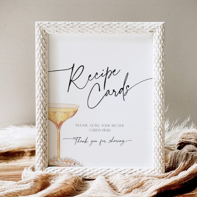 Recipe Cards Pearls and Prosecco Bridal Shower Pedestal Sign (Creator Uploaded)