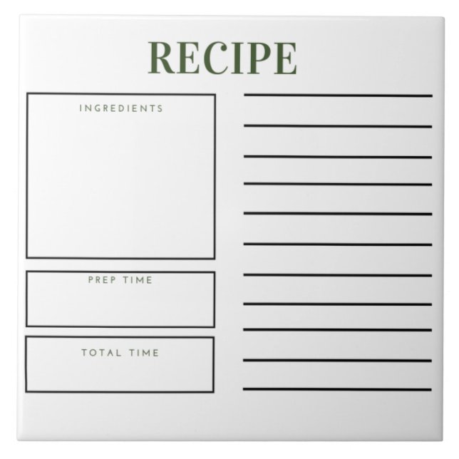 Recipe Ceramic Kitchen Tile (Front)