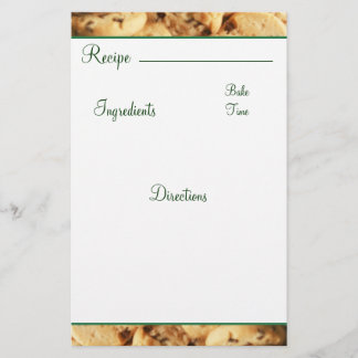 Recipe Chocolate Chip Cookie Card Stationary