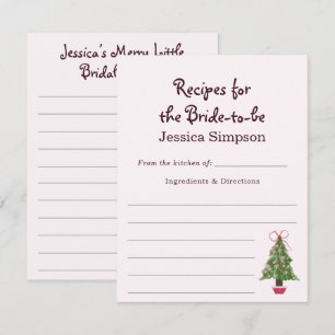 Recipe Christmas Tree Winter Bridal Shower Enclosure Card