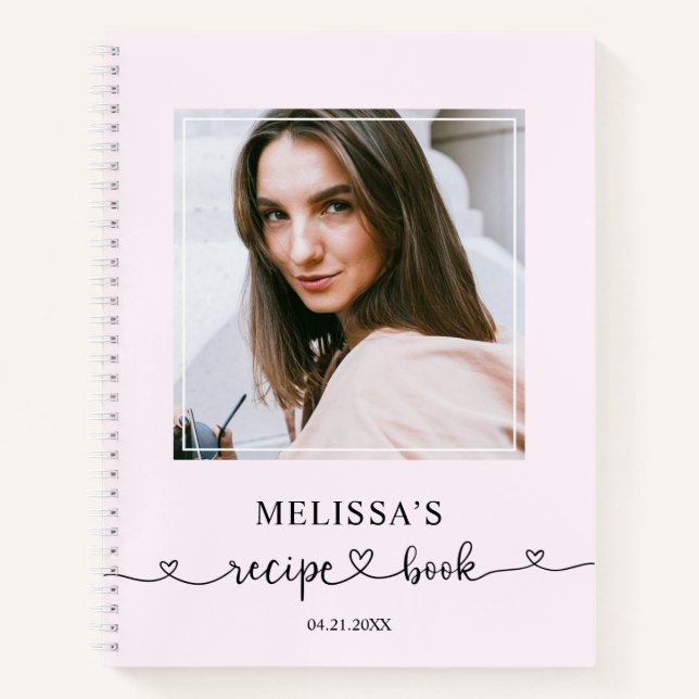 Recipe Cute Heart Calligraphy Photo Notebook (Front)