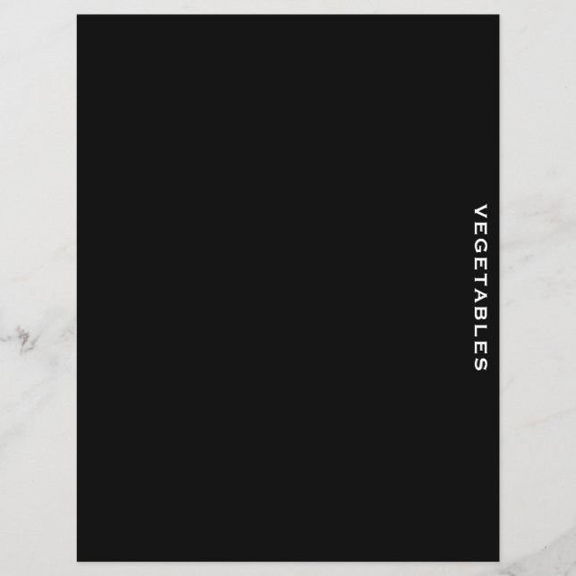 Recipe Divider | Black & White | Vegetables (Front)