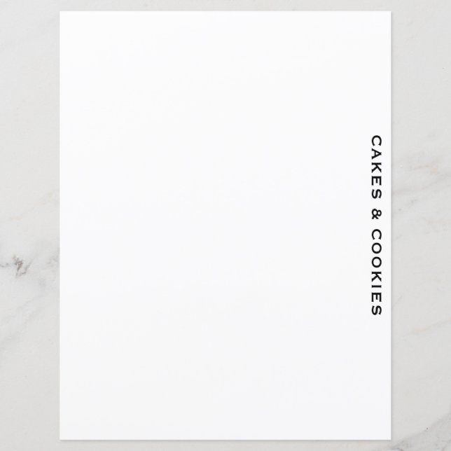 Recipe Divider | Cakes & Cookies | Simple White (Front)