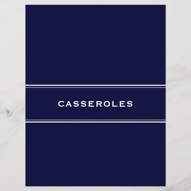 Recipe Divider Casseroles Navy Blue (Front)