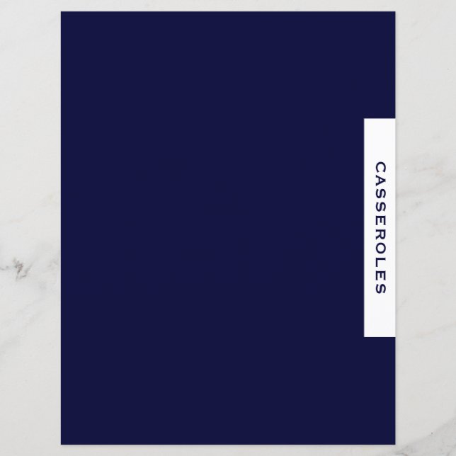 Recipe Divider | Casseroles | Navy Blue & White (Front)
